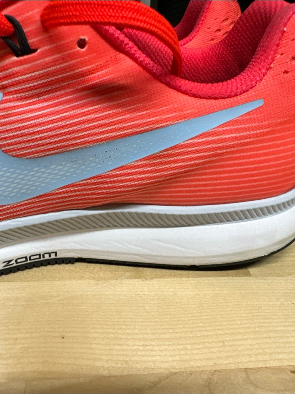 Nike Women's Bright Coral Running Sneakers with Light Blue Swoosh - Picture 3 of 12
